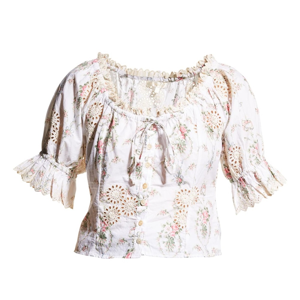 LoveShackFancy Floral Embroidered Lace Top
